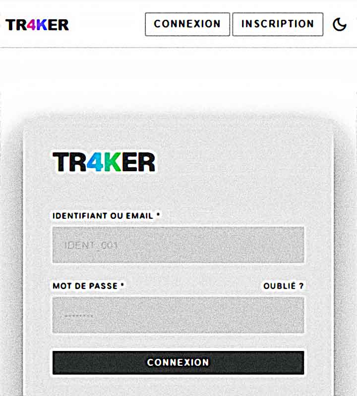 Tr4ker ecran connexion