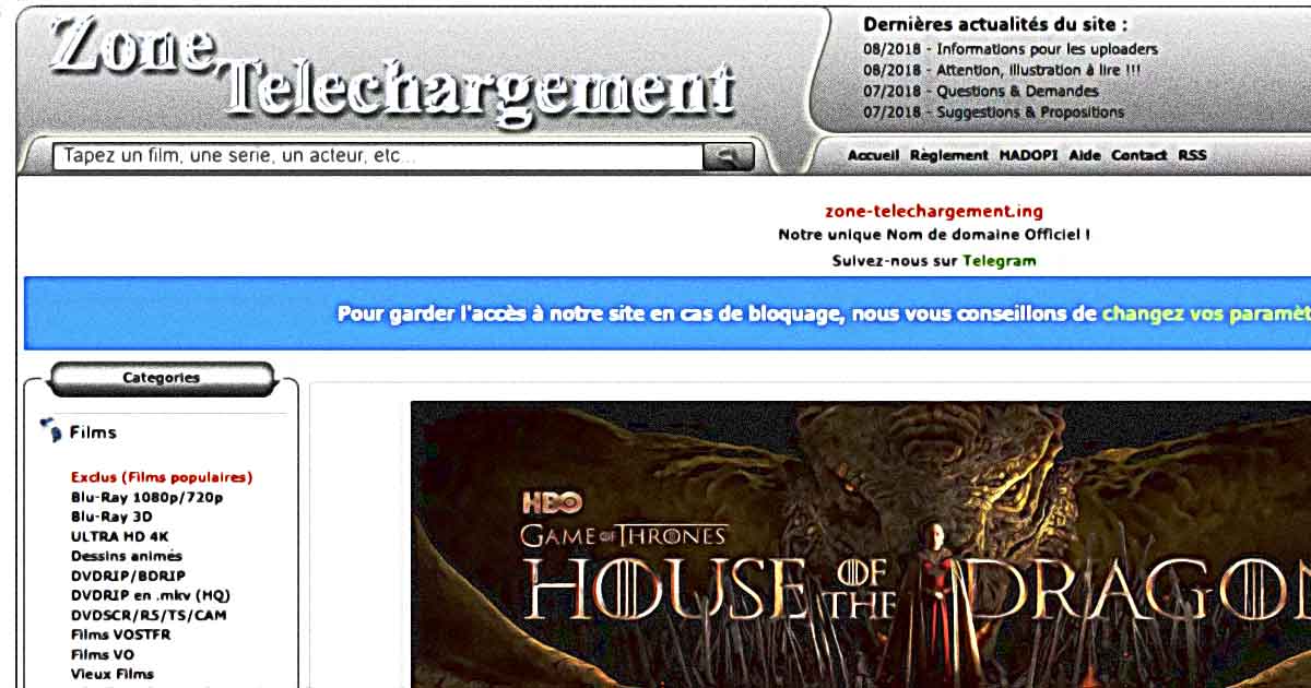 zone telechargement impression ecran homepage