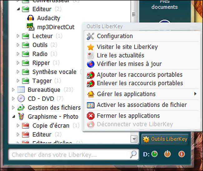 Liberkey : impression d'écran
