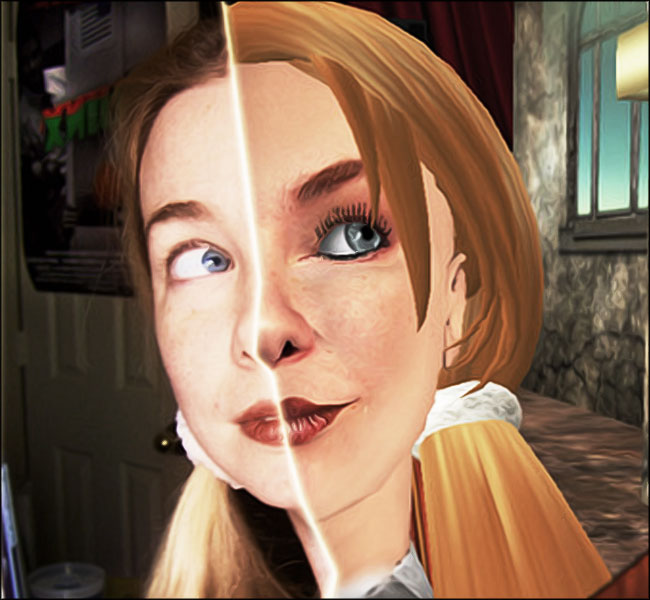 jeune femme et avatar alter ego