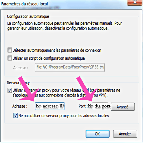 Configuration d'un proxy dans IE