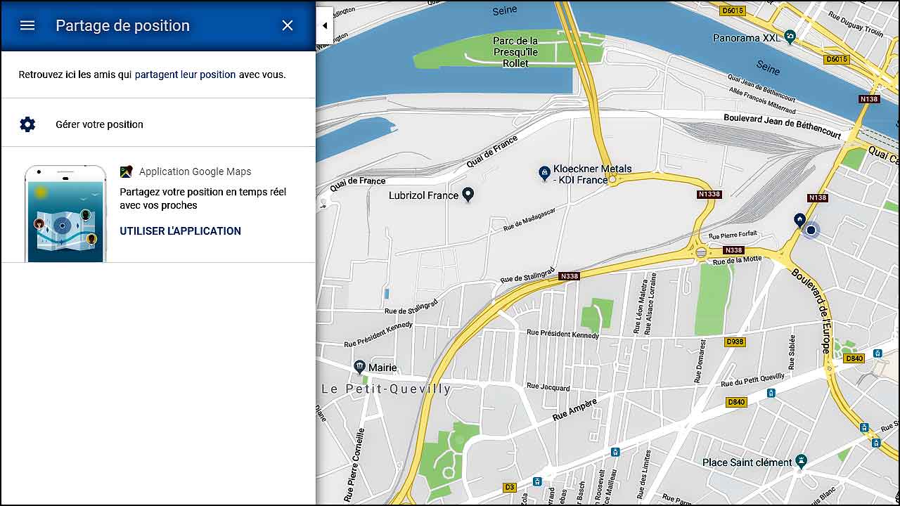 le partage de position dans google maps