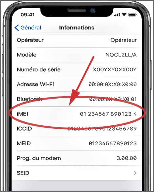 numéro imei sur un iphone