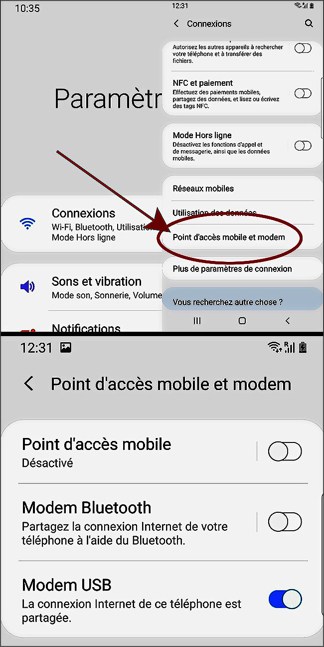 Activer le partage de connexion Samsung sur le SAMSUNG GALAXY