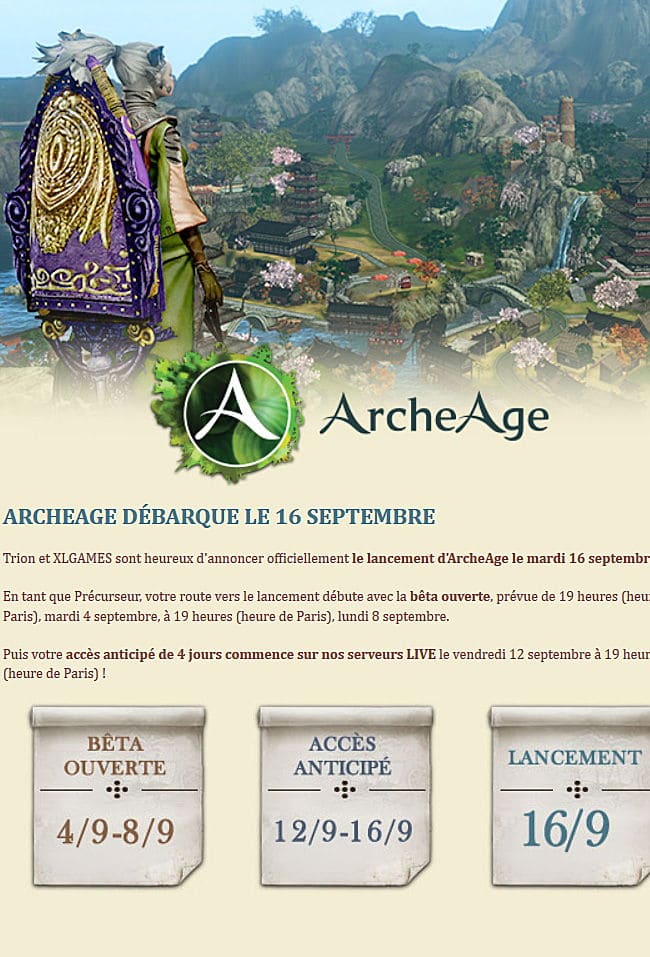 lancement archeage