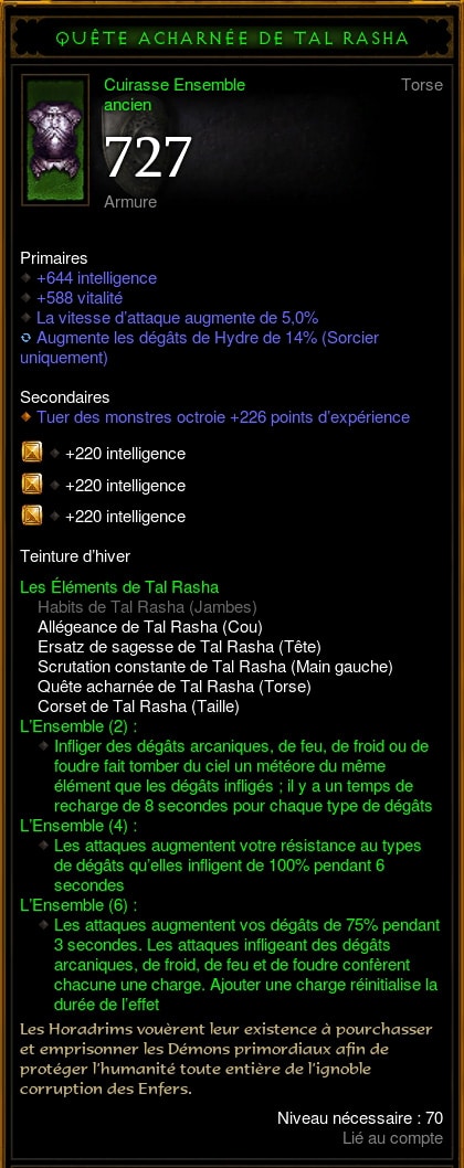 Le nouveau set Tal Rasha, pour mages, va faire parler de lui puisqu'il permet un énorme UP pour les wizard