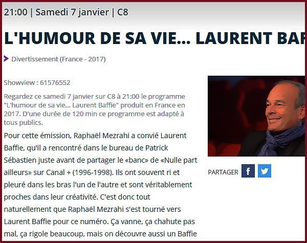 © Chaîne Télé C8 le 07 janvier 2017