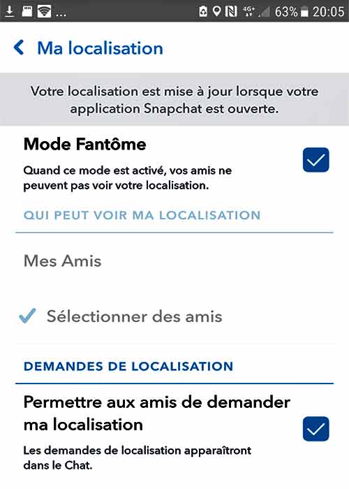 Snapchat mode fantôme