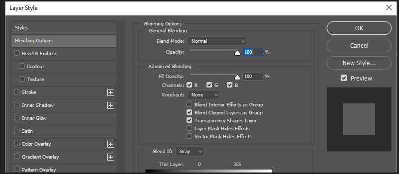 Photoshop tuto Blending options