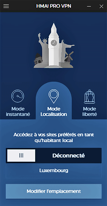 Interface de Hide My Ass