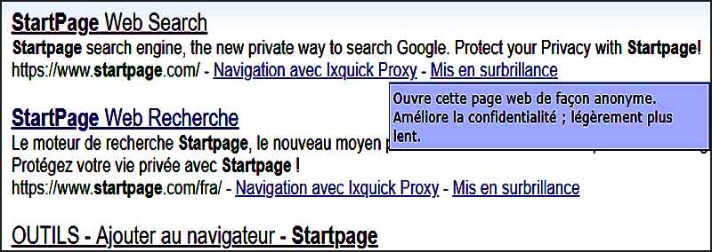 Ouvrir un lien avec Ixquick Proxy