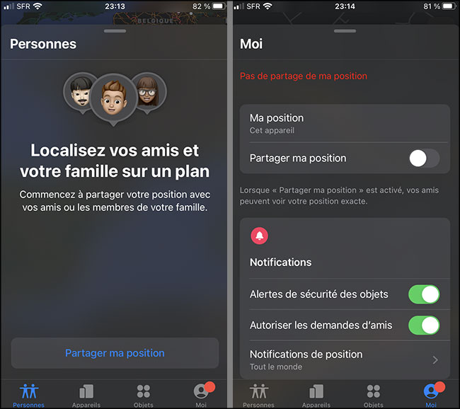la nouvelle application "localiser" sur iphone
