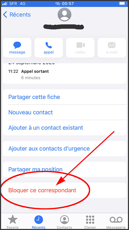 Bloquer un numéro sur iPhone