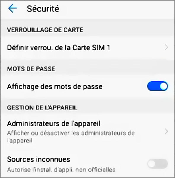 Sources inconnues, Sécurité, Android