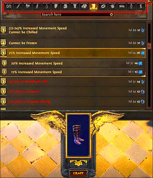 Le crafting dans POE