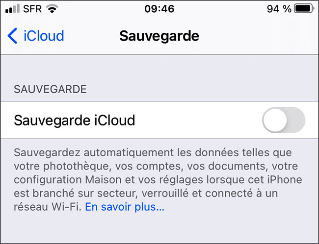 comment sauvegarder icloud