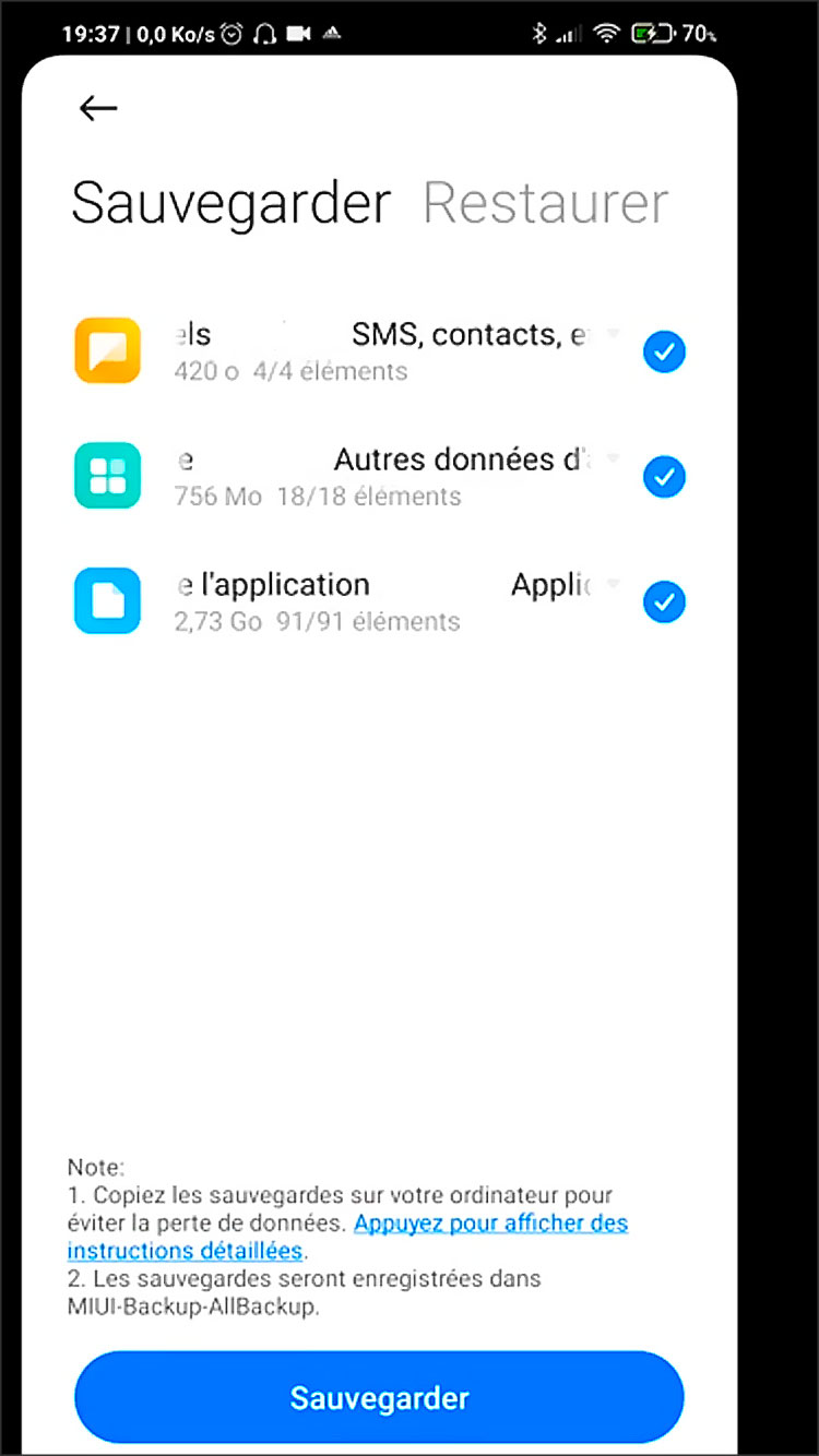 sauvegarder restaurer sur android