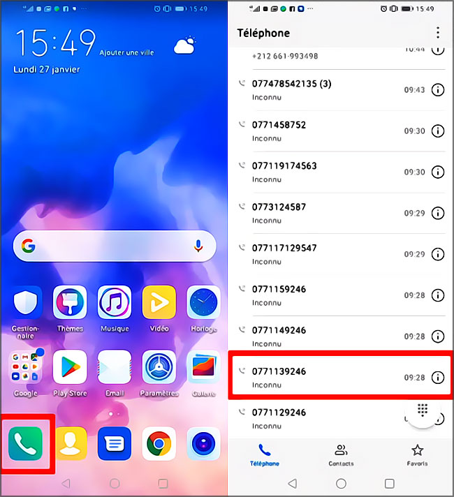 huawei : comment sélectionner un contact