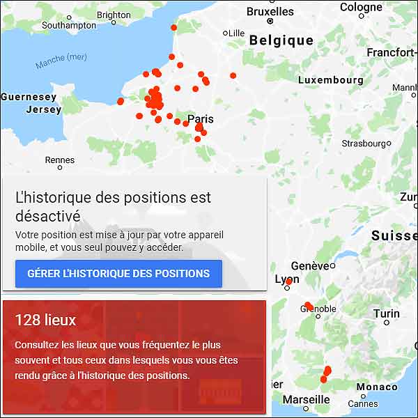 Historique de position Google