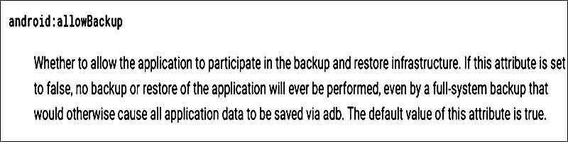 Attribut android allow backup