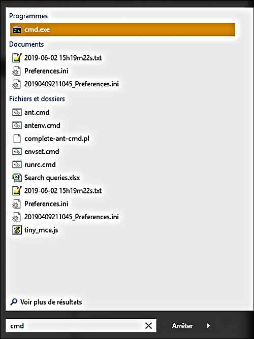 Commande cmd sous windows