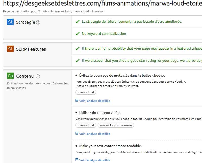 Semrush - On Page SEO Checker