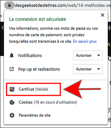 Certificat https valide