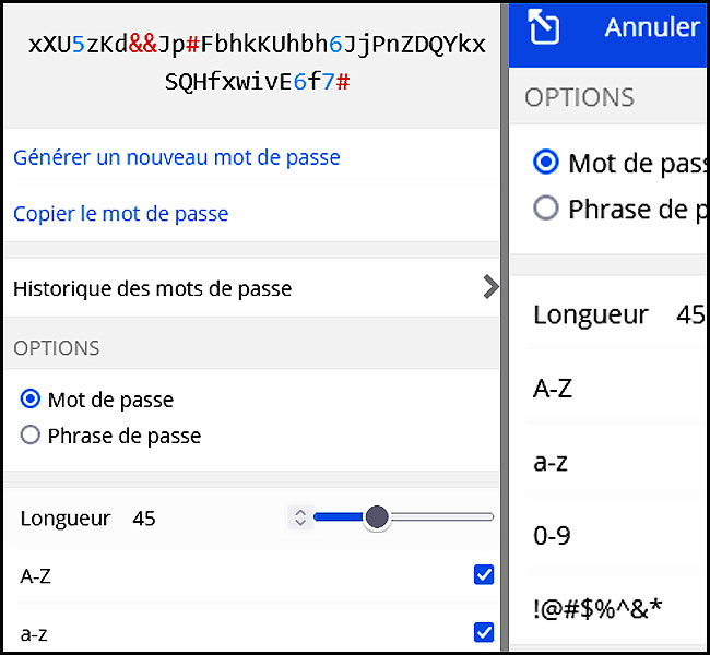 mots de passe contenir trois des quatre types de caracteres