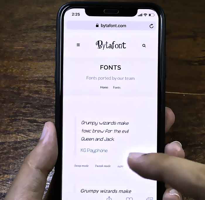 L'application Bytafont sur iPhone
