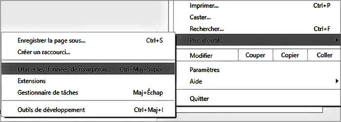 Effacer les données de navigation google chrome