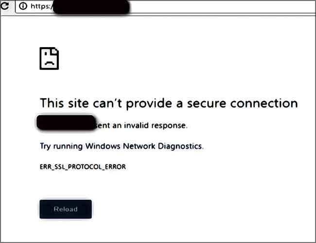 This site can t provide a secure connection