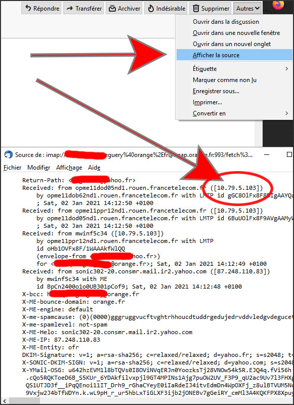 Code source et adresse IP d'un Email