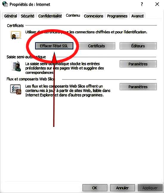 Effacer l'Etat SSL