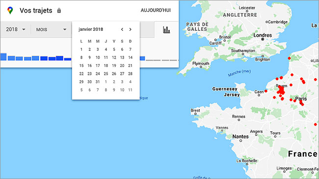 google vos trajets (timeline)