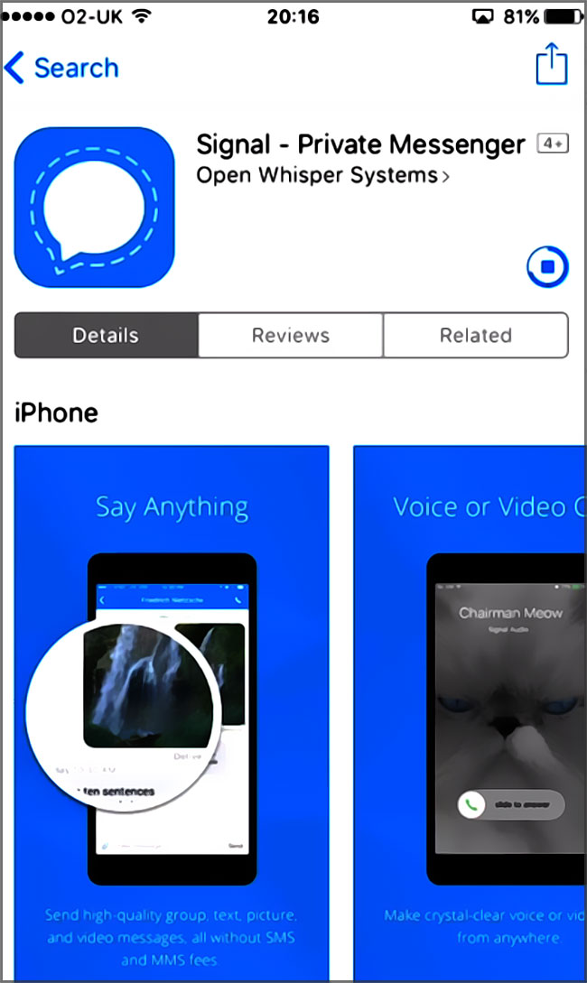 Installer Signal private messenger