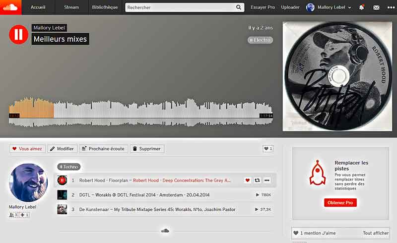 SoundCloud interface