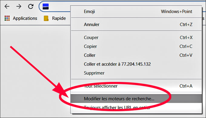 Modifier les moteurs de recherche