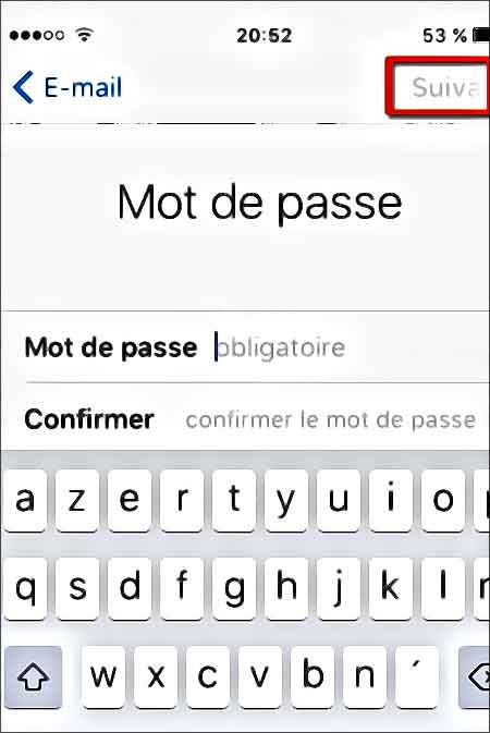 Création d'un mot de passe pour un apple id