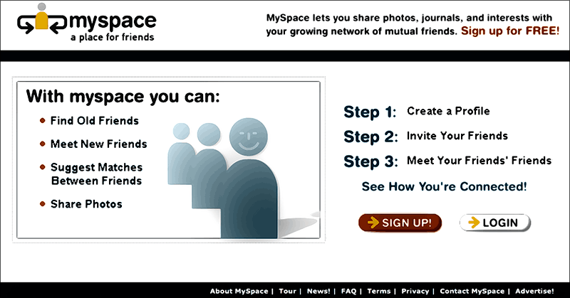 la bannière de MySpace en 2003