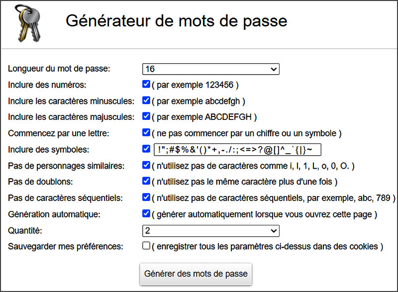 Générateur de mot de passe aléatoire