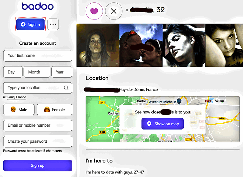 Capture d'écran Badoo