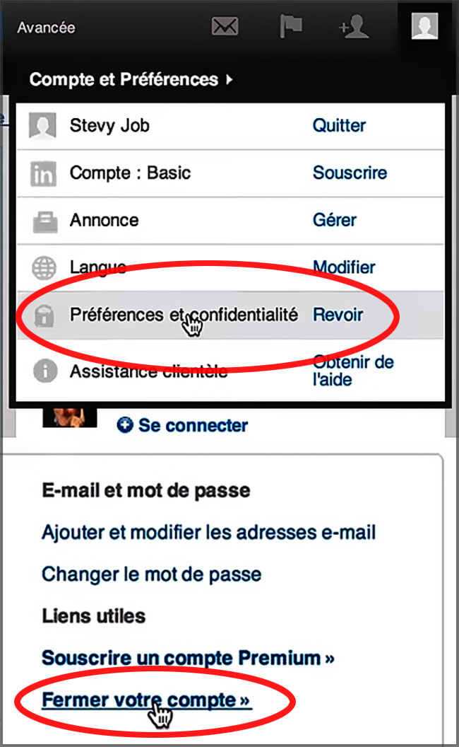 Fermer votre compte LinkedIn