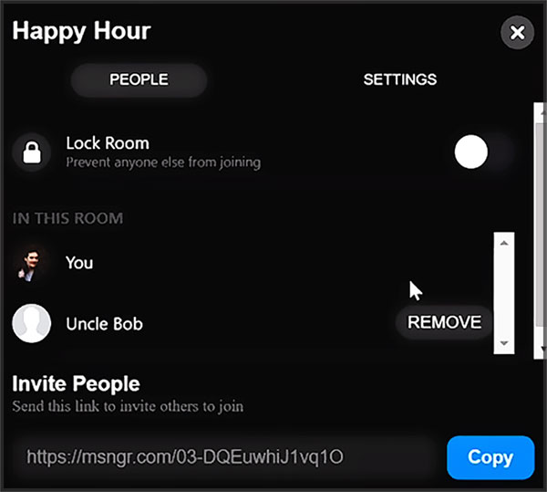 Inviter quelqu'un sur Messenger Rooms