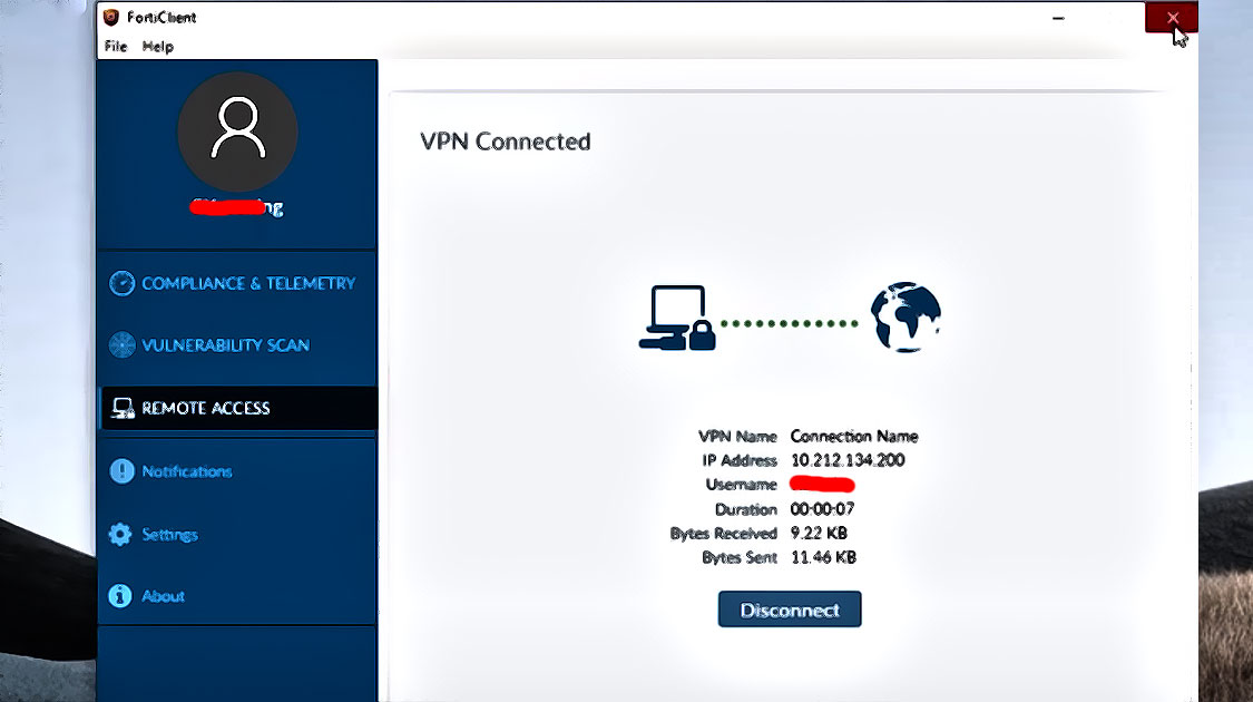 se connecter a forticlient