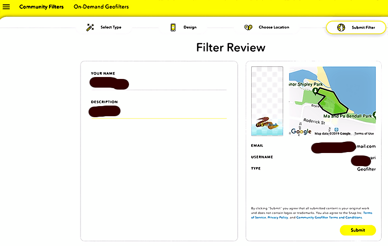 Soumettre son filtre personnel à Snapchat nécessite de le soumettre à un examen