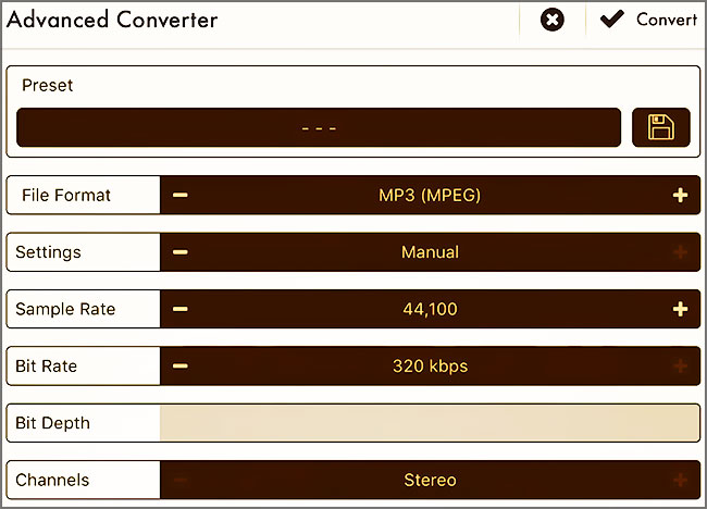 application pour iPhone "Convertisseur audio"