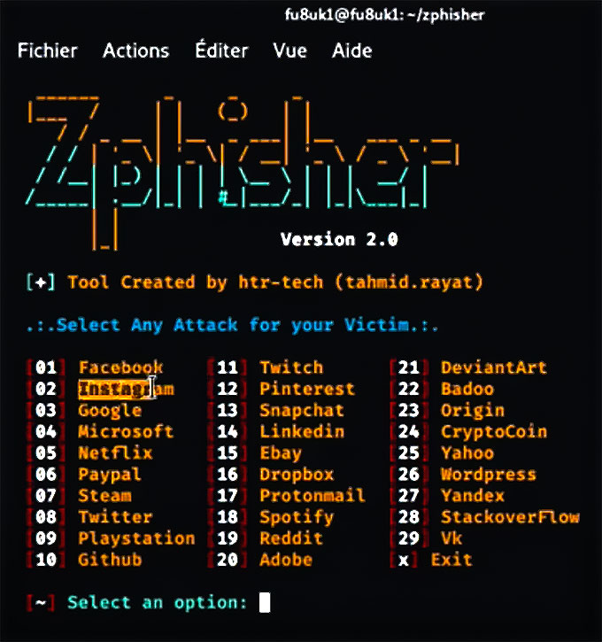 interface zphisher