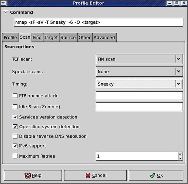 Nmap profile editor