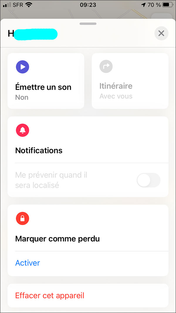 options disponibles pour reperer plus facilement vos airpods