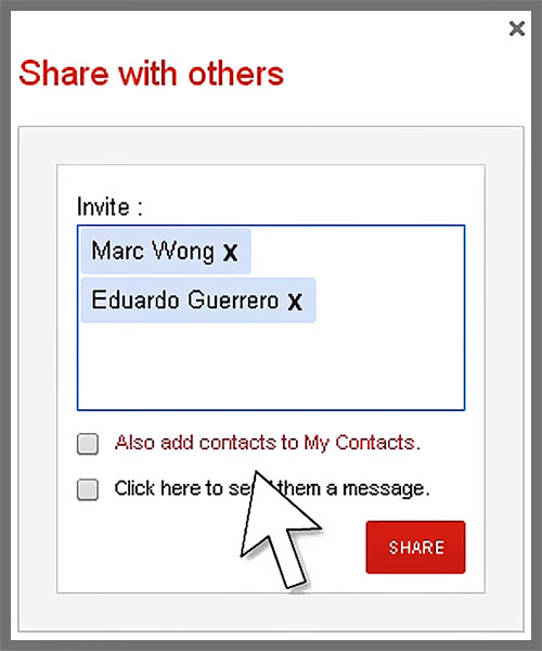 partager contacts google